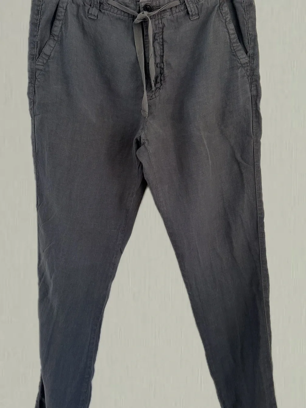 Hartford Slim Men's Light Gray Linen Drawstring Chinos French